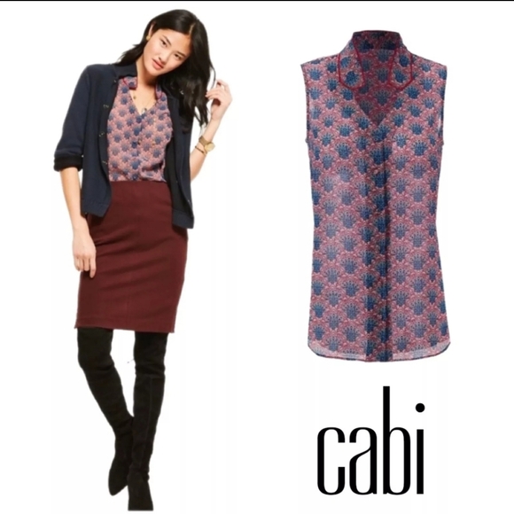 NWOT! CABI TOP - SLEEVELESS FAN BLOUSE, SMALL - Picture 3 of 10